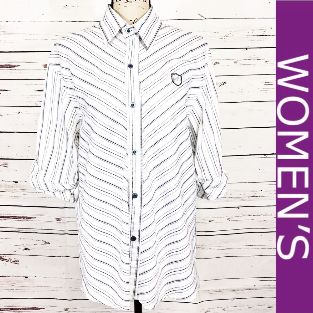 Zillion White Striped Button Down Shirt
